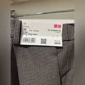 NWT Uniqlo Brown Houndstooth Smart Ankle Pants